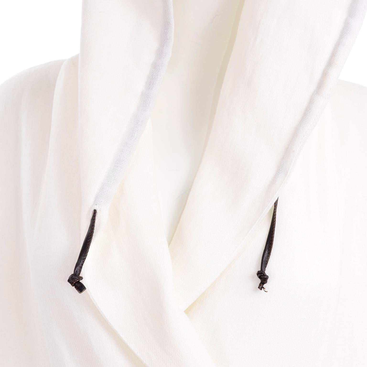 Deadstock New White Linen Dusan Coat Drawstring Jacket with Hood New With Tags For Sale 6