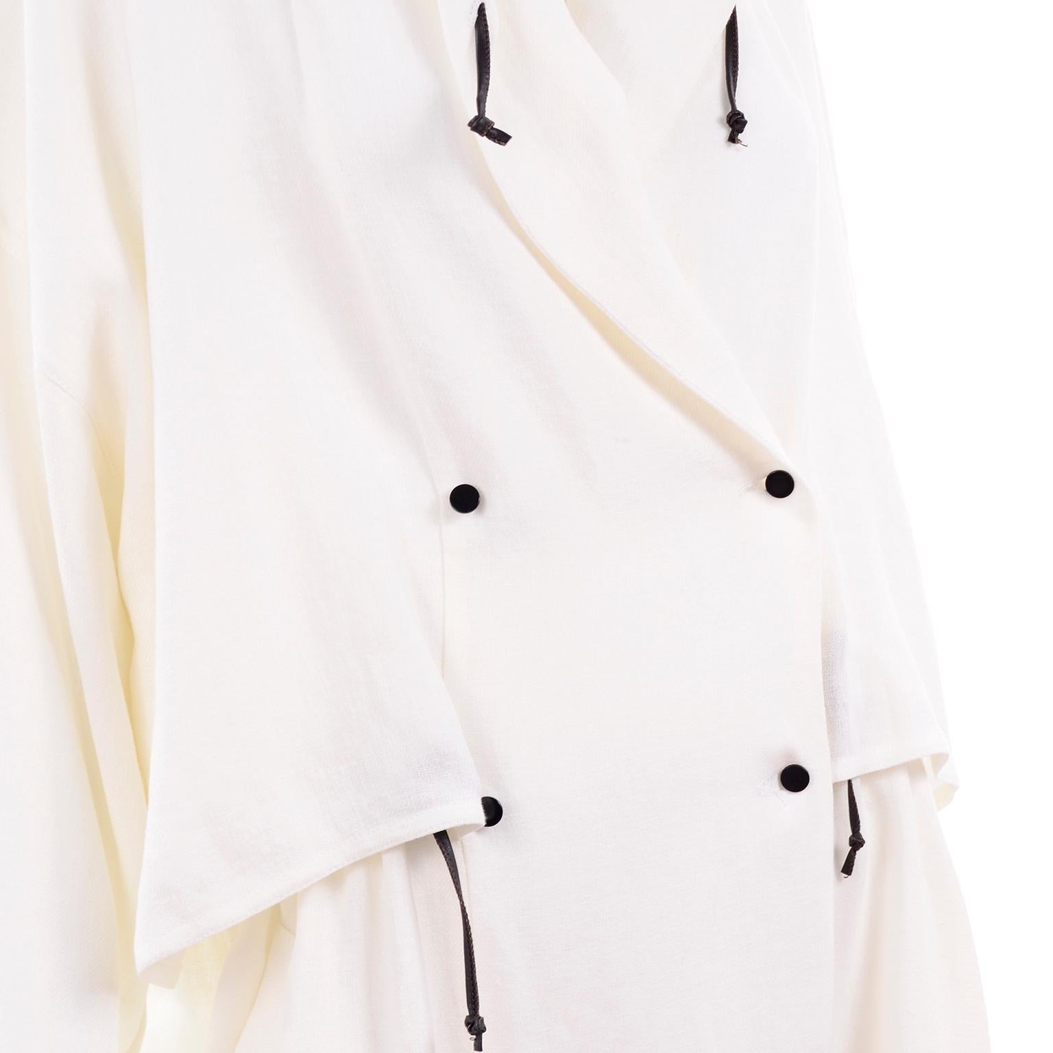 Deadstock New White Linen Dusan Coat Drawstring Jacket with Hood New With Tags For Sale 7