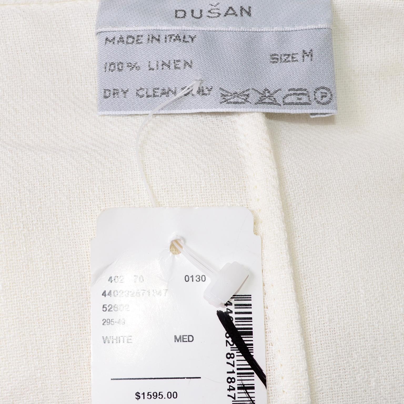 Deadstock New White Linen Dusan Coat Drawstring Jacket with Hood New With Tags 9