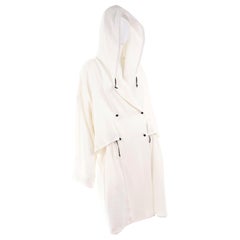Deadstock New White Linen Dusan Coat Drawstring Jacket with Hood New With Tags