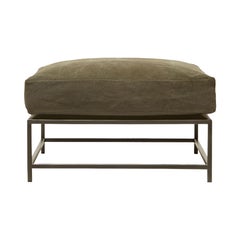 Dark Olive Heavy Canvas and Blackened Steel Ottoman