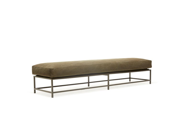 Dark Olive Heavy Canvas and Blackened Steel Extra Large Bench For Sale ...