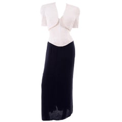 Vintage Deadstock Oscar de la Renta 3 pc Evening Dress w White Bolero & Bustier & Skirt