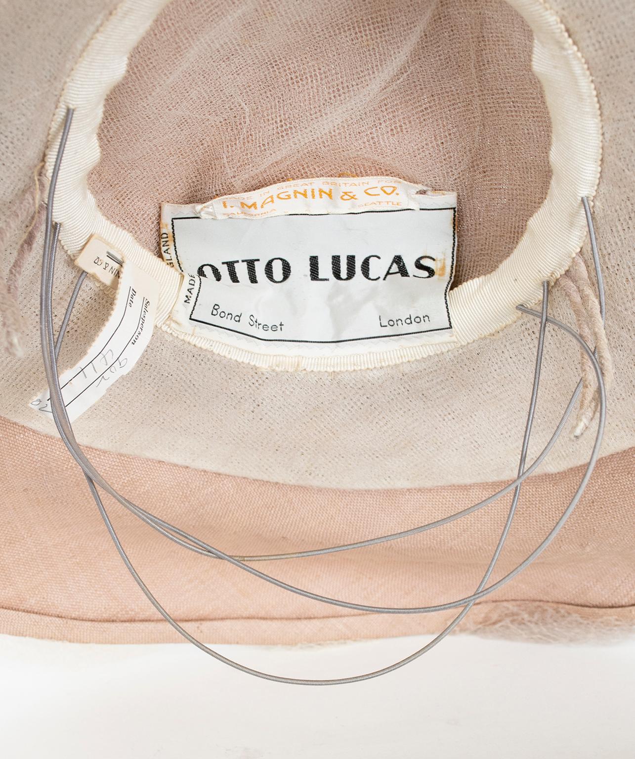 Deadstock Otto Lucas Oversized Taupe Net Mushroom Saucer Hat – One Size, 1955 3