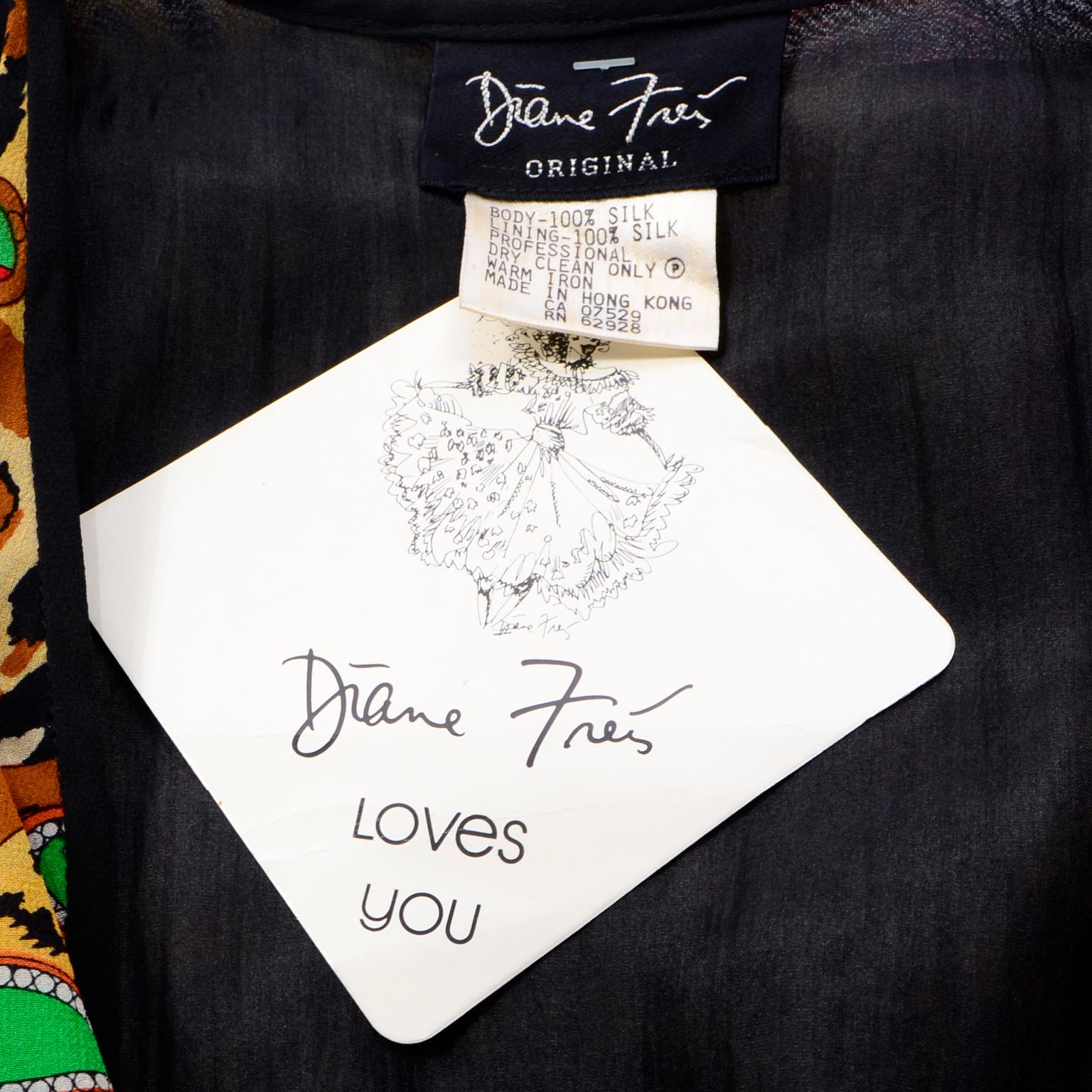 Deadstock Silk Diane Freis Vintage 1980s Animal Print Dress w/ Tag 3