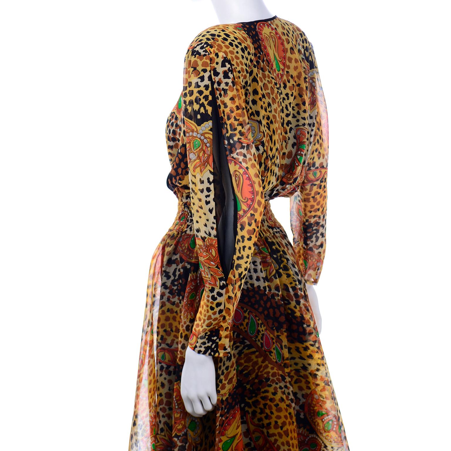 Deadstock Silk Diane Freis Vintage 1980s Animal Print Dress w/ Tag In New Condition In Portland, OR