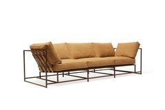 Desert Tan Heavy Canvas and Marbled Rust Sofa
