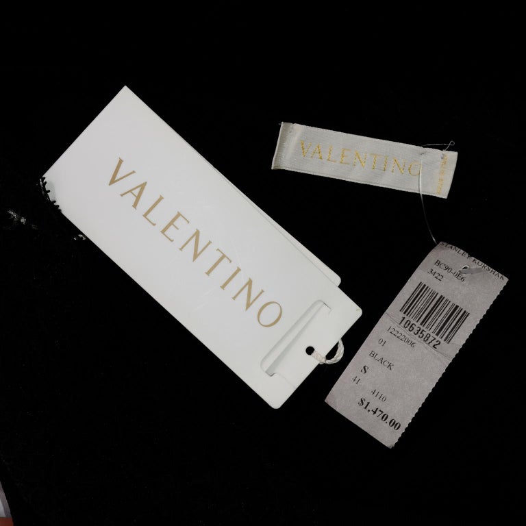 Deadstock Valentino Black Knit and Lace One Shoulder Top w Sash and ...