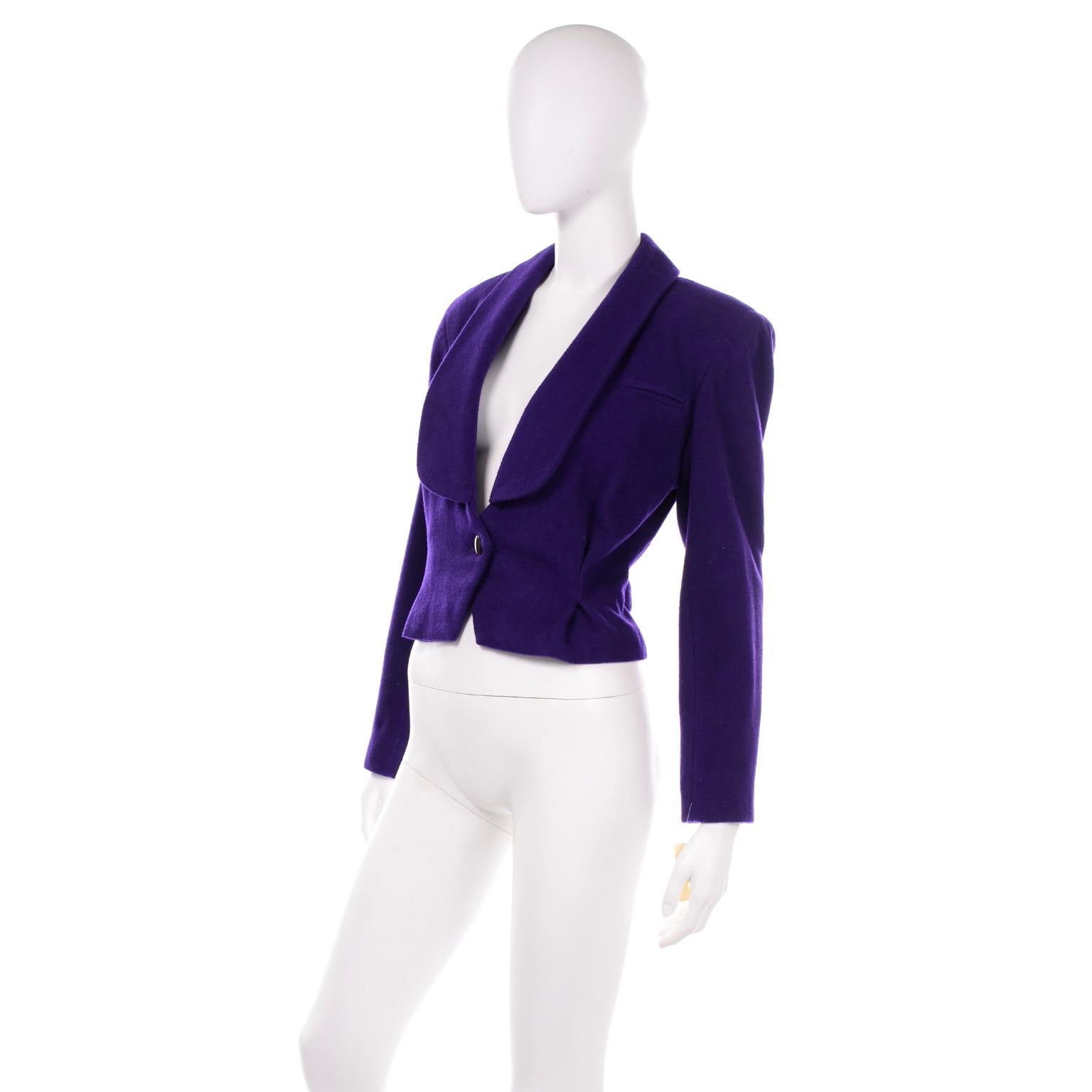 purple crop blazer