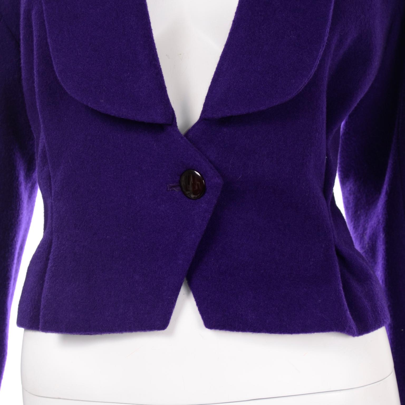 Deadstock Vintage 1988 Norma Walters Cashmere Blend Purple Blazer Jacket w Tag In New Condition For Sale In Portland, OR