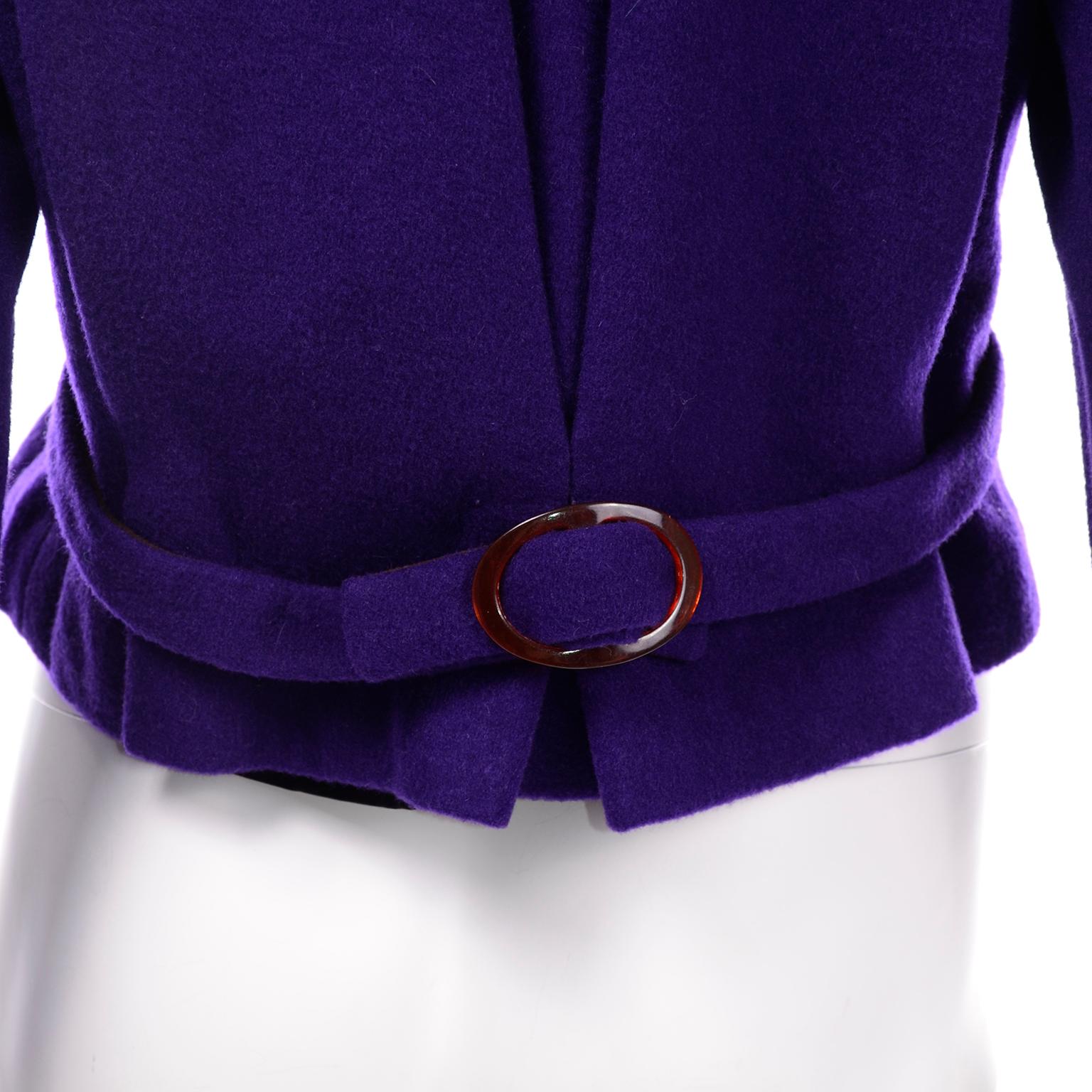 Women's Deadstock Vintage 1988 Norma Walters Cashmere Blend Purple Blazer Jacket w Tag For Sale
