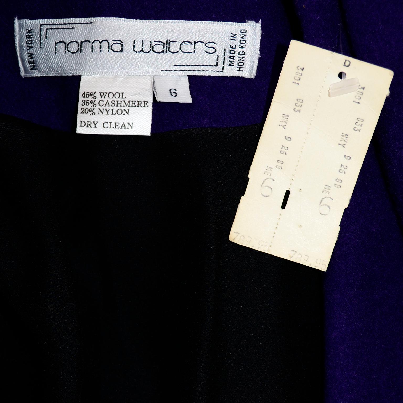 Deadstock Vintage 1988 Norma Walters Cashmere Blend Purple Blazer Jacket w Tag For Sale 1