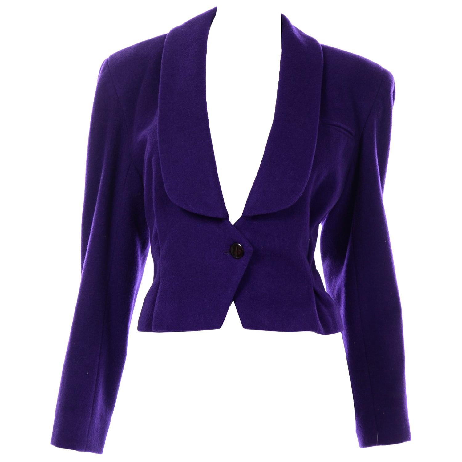 Deadstock Vintage 1988 Norma Walters Cashmere Blend Purple Blazer Jacket w Tag