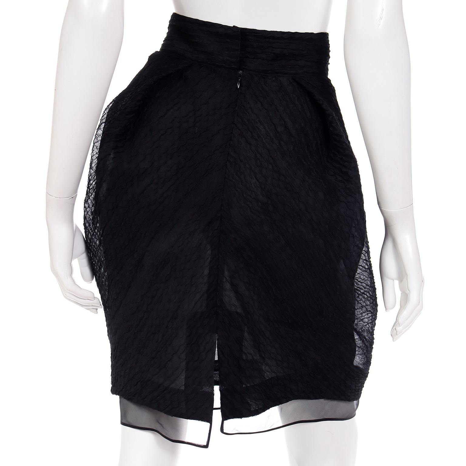 Deadstock Vintage Gianfranco Ferre Black Evening Skirt For Sale 2