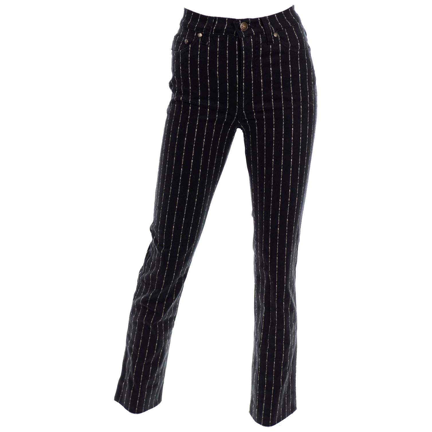 Deadstock Vintage Moschino 1990s Novelty Jeans With Words Pinstripes ...