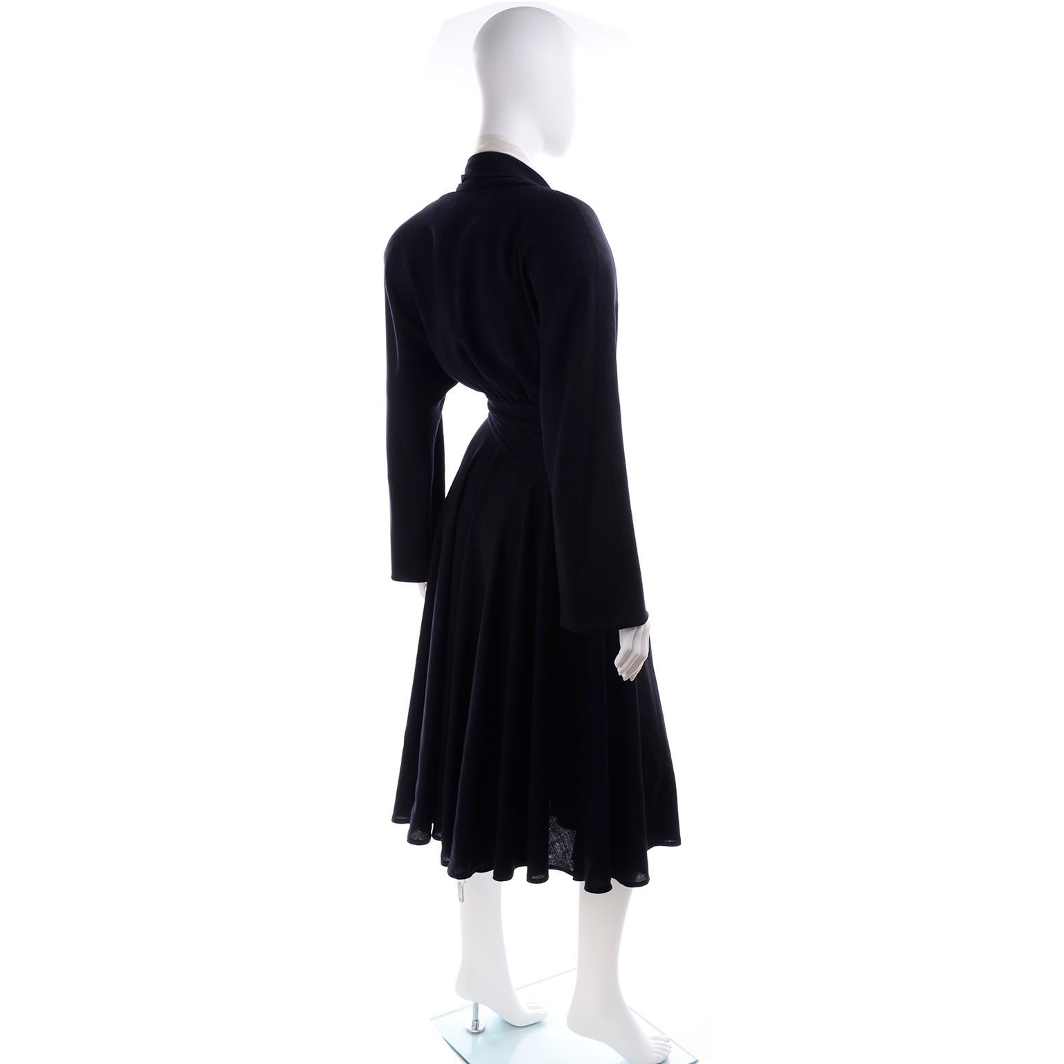 Black Deadstock Wayne Clark Couture Vintage Wool 1980s Dress New With Original Tags For Sale
