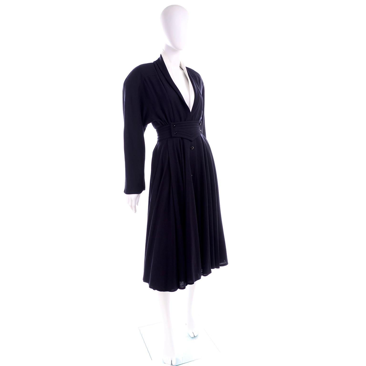 Deadstock Wayne Clark Couture Vintage Wool 1980s Dress New With Original Tags In New Condition For Sale In Portland, OR