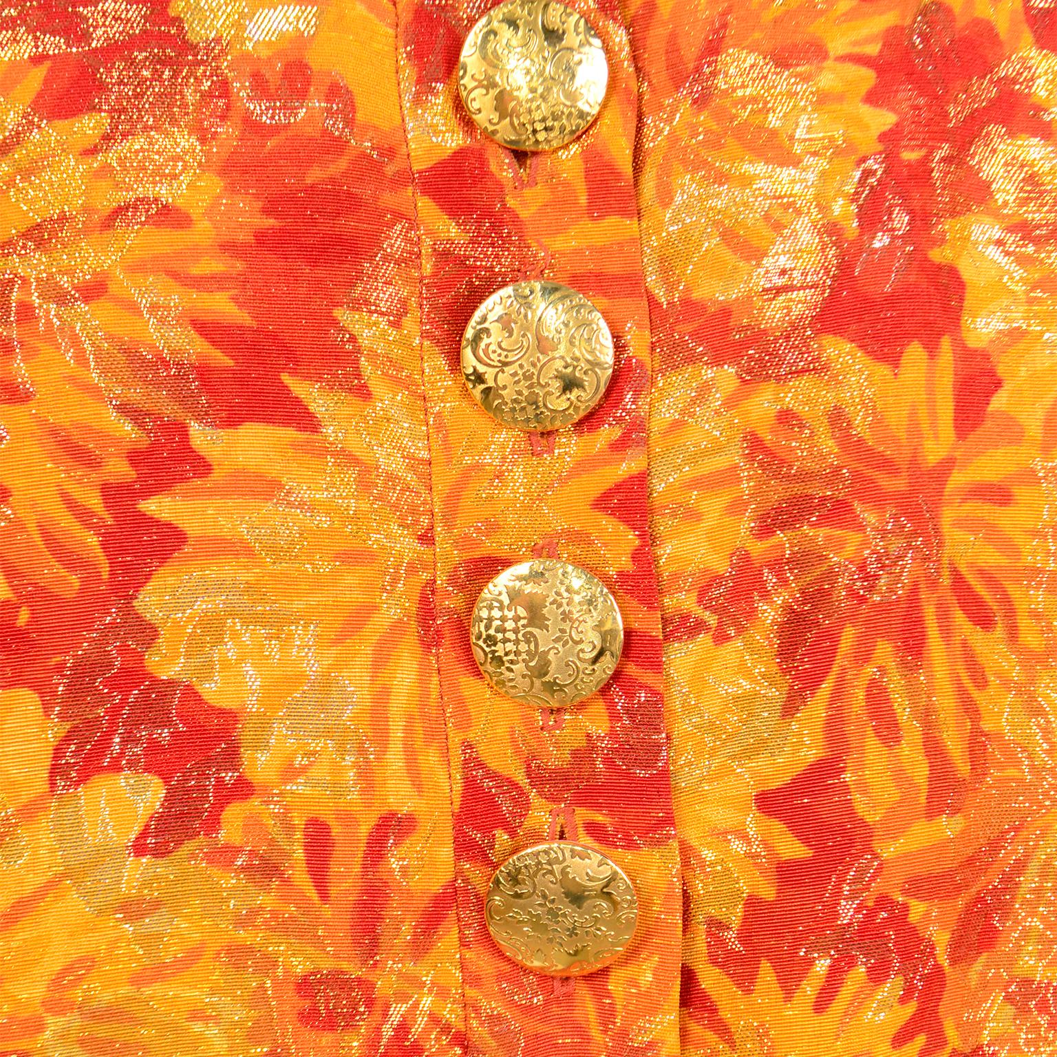 Robe de défilé YSL orange métallisée documentée Yves Saint Laurent en stock, 1989 en vente 6