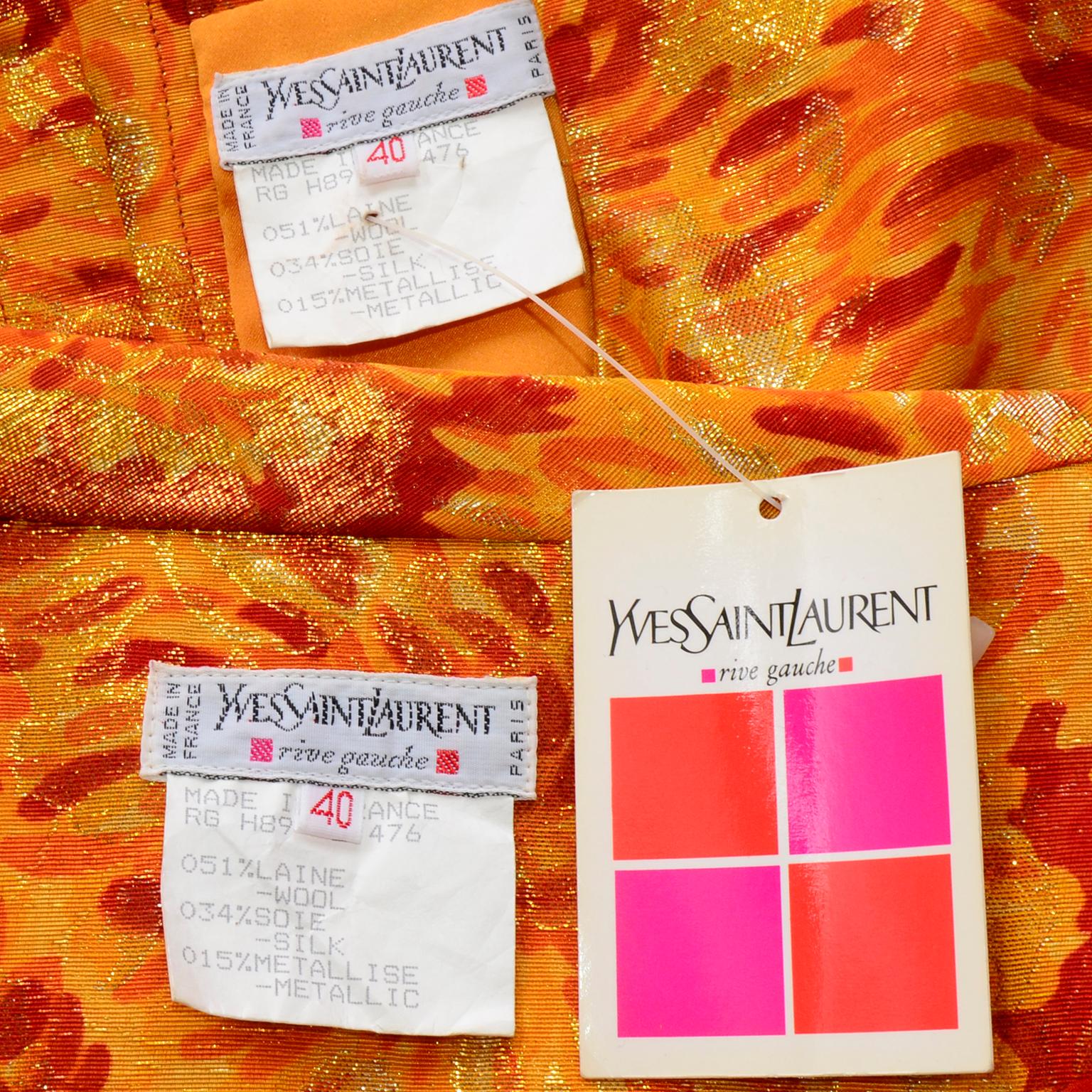 Deadstock YSL 1989 Orange Metallic Documented Yves Saint Laurent Runway Dress For Sale 8