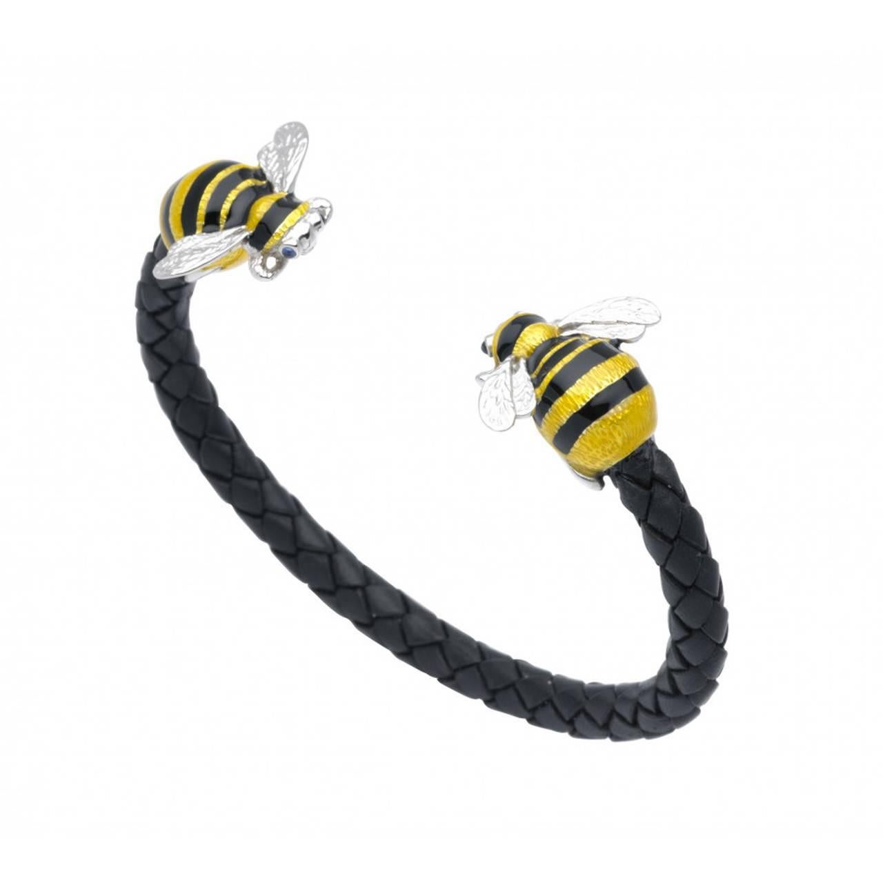 

Bees buzzing in the garden, in the city, busy making honey, busy making money

Our busy bee bangle is the perfect accessory with a slick navy suit. Show your stripes and sport a sign of industrious heritage.

The Deakin & Francis Leather Bumble
