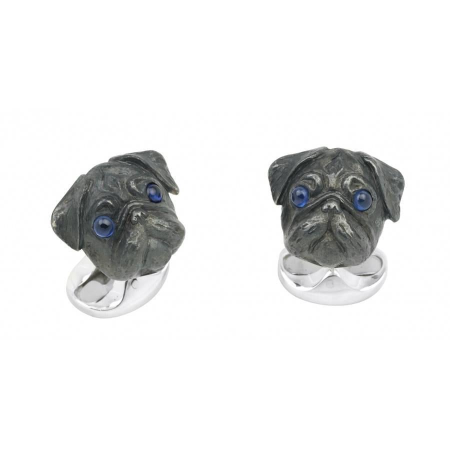 Deakin & Francis Sterling Silver Pug Head Cufflinks