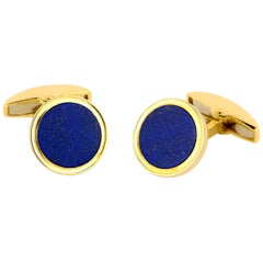 Deakin 
Francis 18 Carat Gold Cufflinks with Lapis Lasuli Inlay