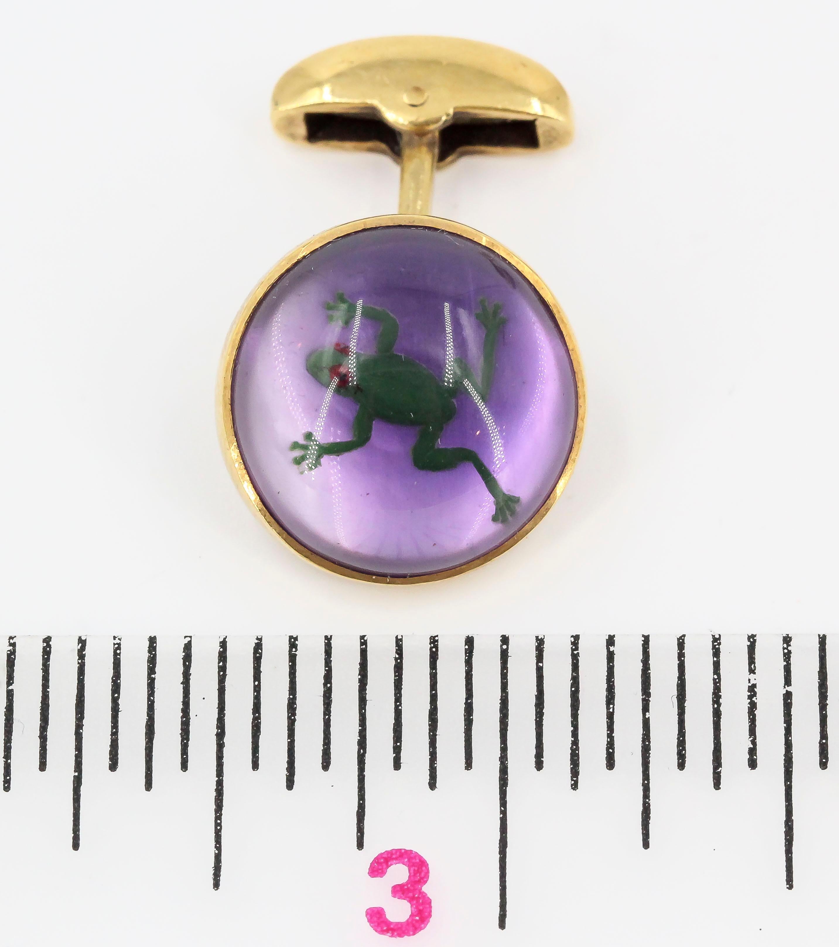 Men's Deakin & Francis 18 Karat Gold Intaglio Frog Cufflinks