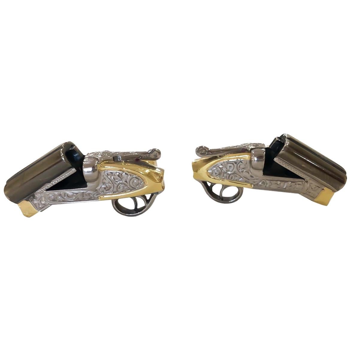 Deakin & Francis 18 Karat Gold Shotgun Cufflinks Barrel Cartridge