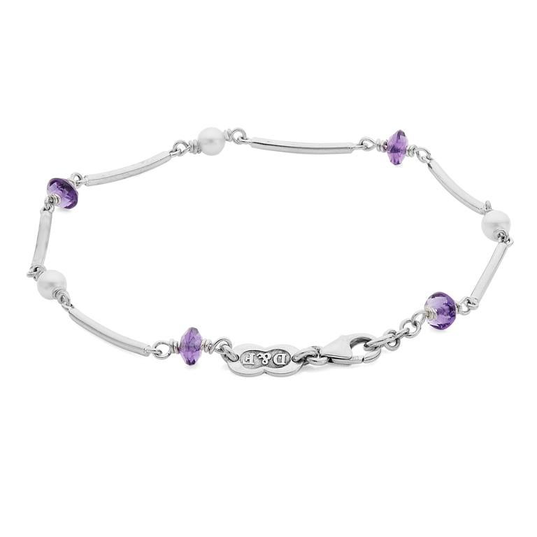 DEAKIN & FRANCIS, Piccadilly Arcade, London

This stylish and sophisticated 18ct white gold amethyst bead and pearl bracelet makes the most stunning gift or treat for yourself. Comprising of four amethyst beads and 3 pearls it is a simple yet