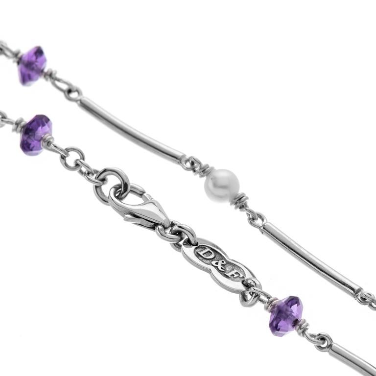 Contemporary Deakin & Francis 18 Karat White Gold Amethyst Bead and Pearl Bracelet