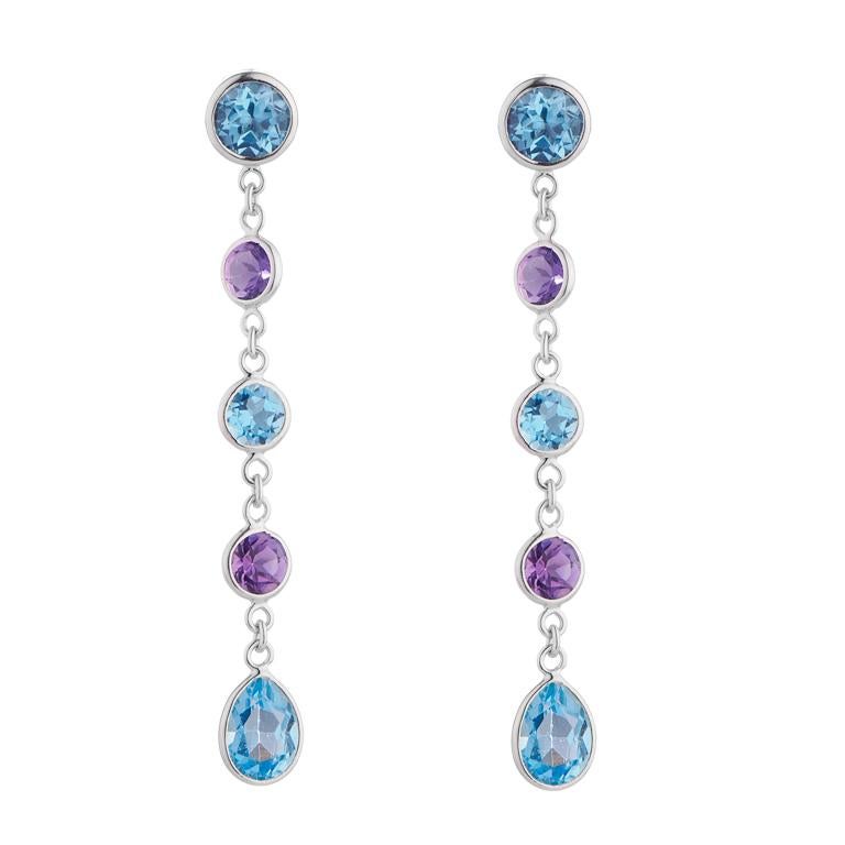 DEAKIN & FRANCIS, Piccadilly Arcade, London

These beautiful 18ct white gold amethyst and blue topaz drop earrings are the perfect addition to any outfit. Whether it is a gift for a loved one celebrating their birthstones or a treat for yourself,