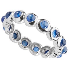 Deakin & Francis 18 Karat White Gold Cabochon Sapphire Eternity Ring