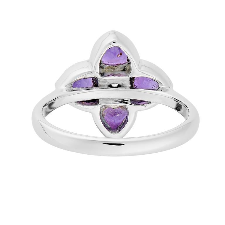 DEAKIN & FRANCIS, Piccadilly Arcade, London

This beautiful one off 18 karat white gold cluster ring features four stunning heart shaped amethysts and a central dazzling white diamond. This ring would make the perfect gift for a loved one and an