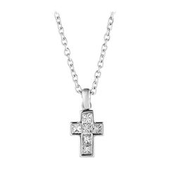 Deakin & Francis 18 Karat White Gold Diamond Cross Pendant and Chain