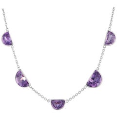 Deakin & Francis 18 Karat Weißgold Amethyst-Halskette mit Fancy-Schliff