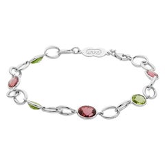 Deakin 
Francis 18 Karat White Gold Pink Tourmaline and Peridot Bracelet