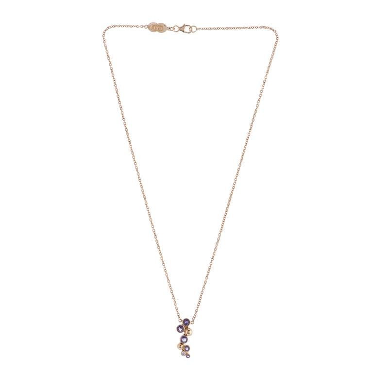 DEAKIN & FRANCIS, Piccadilly Arcade, London

Made from the finest 18ct yellow gold and set with 5 amethyst gemstones and 1 dazzling diamond this necklace is perfect for any outfit day or night. Add a touch of elegance with this necklace. Amethyst is