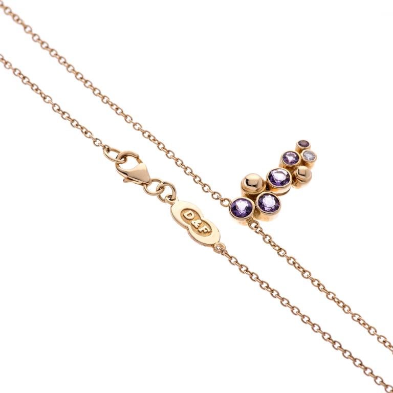 Contemporary Deakin & Francis 18 Karat Yellow Gold Amethyst and Diamond Drop Necklace For Sale