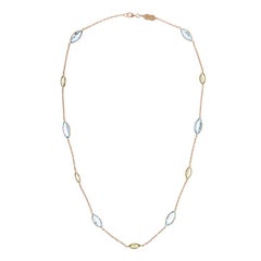 Deakin & Francis 18 Karat Yellow Gold Blue Topaz and Peridot Necklace