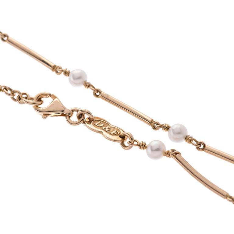 Round Cut Deakin & Francis 18 Karat Yellow Gold Cultured Pearl Bracelet