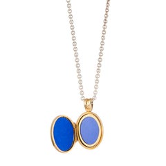 Deakin & Francis 18 Karat Yellow Gold Dark Green and Brown Enamel Locket