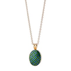 Deakin & Francis 18 Karat Yellow Gold Dark Green and Royal Blue Enamel Locket