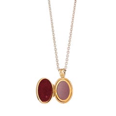 Deakin & Francis 18 Karat Yellow Gold Dark Pink and Mauve Enamel Locket