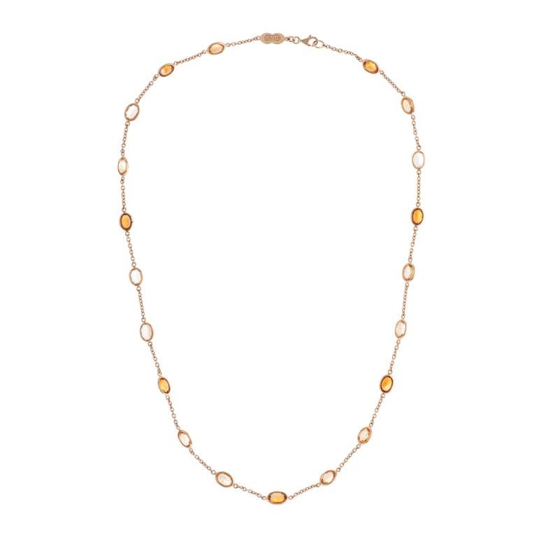 DEAKIN & FRANCIS, Piccadilly Arcade, London

Add this one of a kind 18ct gold light and dark citrine necklace to your jewellery box! The necklace is comprised of 13 light citrine gemstones and 7 dark citrines. The perfect gift for those whose