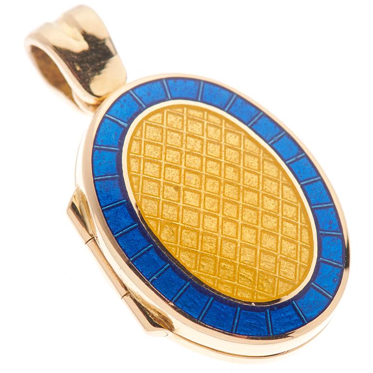 DEAKIN & FRANCIS, Piccadilly Arcade, London

Classic and timeless, lockets are a must have piece in all jewellery collections. This 18ct yellow gold royal blue and clear enamel locket has been hand-enamelled by our expert enamellers. With a clear