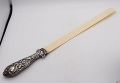 DEAKIN & FRANCIS 1888 Victorian Ivory Letter Opener In .925 Sterling Silver