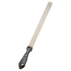 Antique DEAKIN & FRANCIS 1888 Victorian Ivory Letter Opener In .925 Sterling Silver