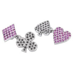 Deakin & Francis 18ct White Gold Ruby & Black Diamond Suite Symbol Cufflinks