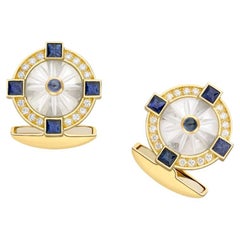 Gemelli Deakin & Francis in oro giallo 18ct con cristallo, zaffiro e diamante
