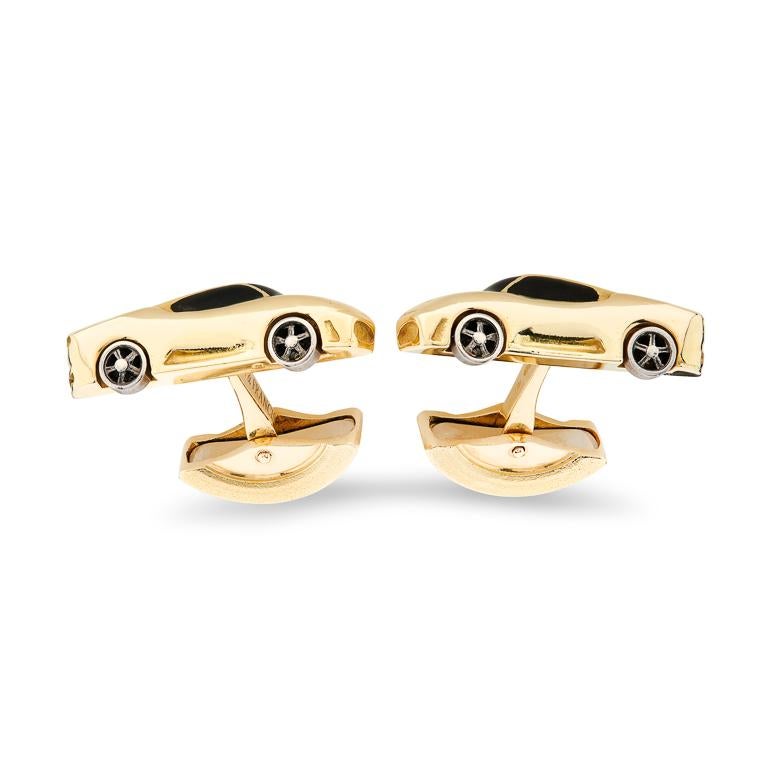 Contemporary Deakin & Francis 18ct Yellow Gold Sports Car Cufflinks For Sale